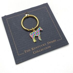 KENTUCKY DERBY COLLECTION Key Chain Goldtone Colorful Horse